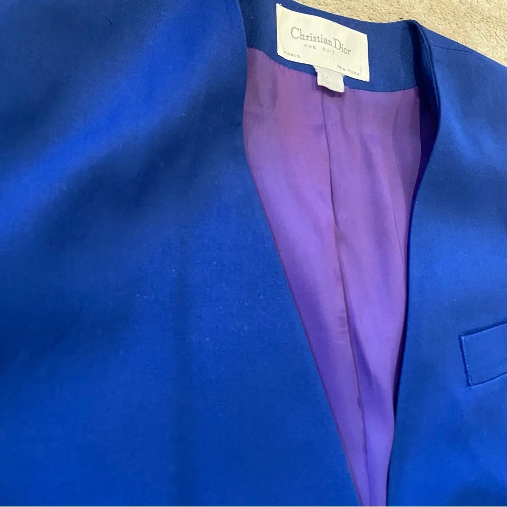 Vintage Christian Dior Le Suit Blazer Royal Blue Women's size 8